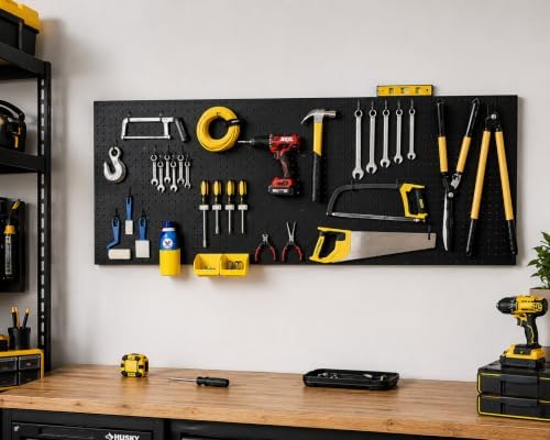 WallPeg Pegboard Kit - 4 Each 24"x16" Peg Board Panels - Made in USA - Mounted Size is 64" x 24" Pegboards Wall Organizer for Walls Home, Garage Tool Storage, Office Organization, Kitchen, Craft Room - Image 5