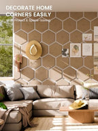 Fluxynara 8-Pack Hexagon Felt Bulletin Board Tiles, Taupe - Image 4