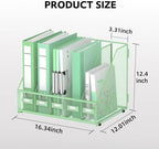 5 Vertical Compartments Magazine Holder, Metal Binder Organizer, Mint Green - Image 2