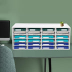 24 Compartments Literature Organizer, Desktop File Sorter Mail Center Paper Storage Cabinet Countertop Paper Organizer Storage, for Office Home School Documents Magazines (White, 24 Slots) - Image 3