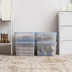 IRIS USA 4-Pack 26.5/44 Combo Qt Storage Bins with Gasket Lids, Clear/Blue - Image 2