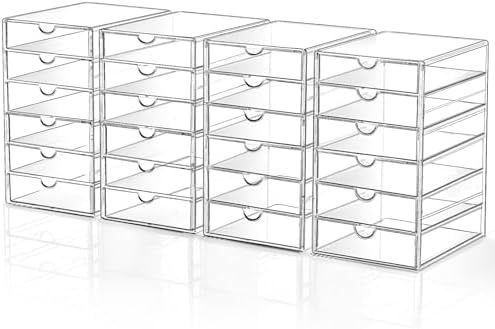 DOMNIU Acrylic Makeup Drawer Storage Organizer with 24 Drawers, 4 Set by DOMNIU