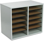 Safco Literature Organizer, 12 Compartments, Office and Classroom Mailbox with Adjustable Shelves, Wood Paper and Mail Sorter, Gray - Image 4