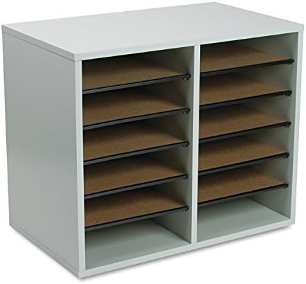 Safco Literature Organizer, 12 Compartments, Office and Classroom Mailbox with Adjustable Shelves, Wood Paper and Mail Sorter, Gray - Image 4