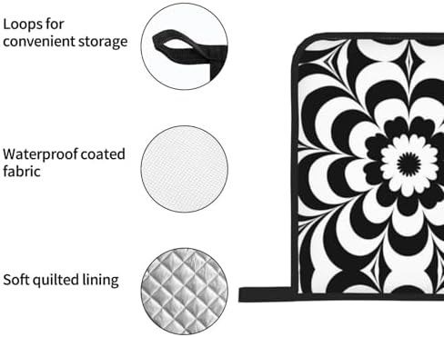 Copy of Optical Pattern Oven Mitts and Pot Holders Sets, Heat Resistant Cooking Mitts and Hot Pads, Waterproof Oven Glove Potholders for Cooking Baking Grilling - Image 5