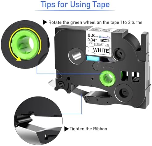 USUPERINK 20PK Compatible for Ptouch HSe-221 HSe221 HS-221 HS221 Black on White 8.8mm 0.34'' Heat Shrink Tubing for Wire Cable for PT340 PT330 PT350 PT520 PT530 PT540 Label Maker Tape - Image 3