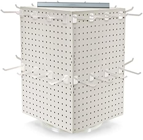 Azar Displays 701414-WHT-4W32 Rotating Countertop Display Kit with Peg Hooks Included, 14 Inches Wide x 14 Inches Deep x 20 Inches High, Pegboard Spinner Organizer, White - Image 2