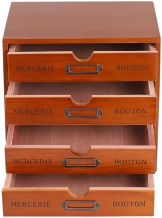 Wood Desk Organizer with 4 Drawers, 4 PCS, Desktop Storage, 4-Tier Solid Wood Cabinet Holds Letter, Paper, Mail, Makeup, Crafts, Home Office Supplies, Fully Assembled - Image 6