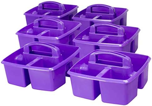 Storex 3-Compartment Small Craft Caddy – Multipurpose Classroom Organizer with Handle, Purple, 6-Pack (00944C06C) - Image 2