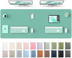 YSAGi Leather Desk Protector, Office Mat, Large Mouse Mat, Non-Slip PU Leather Blotter, Laptop Desk Mat, Waterproof Writing Pad for Office and Home(Green-Blue, 63" x 24") by YSAGi