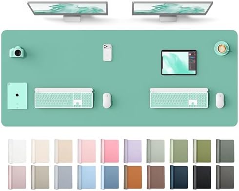 YSAGi Leather Desk Protector, Office Mat, Large Mouse Mat, Non-Slip PU Leather Blotter, Laptop Desk Mat, Waterproof Writing Pad for Office and Home(Green-Blue, 63" x 24") by YSAGi