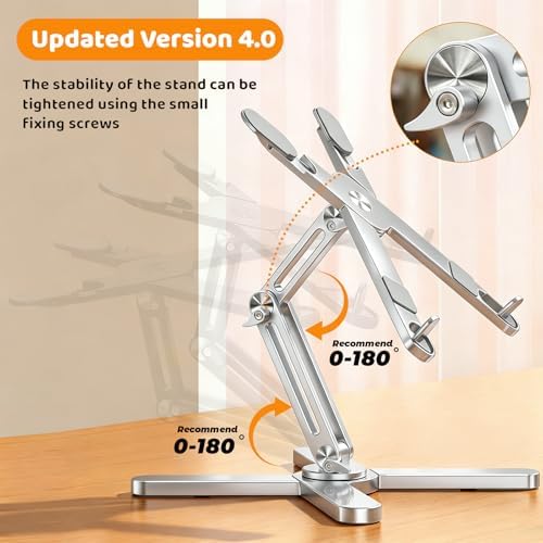 MOALLIA N86 360 Rotating Laptop Stand for Desk with Locking Knobs, Silver - Image 2