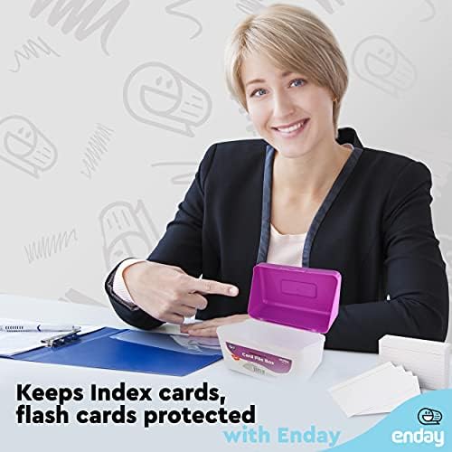 Emraw Index Card holder Case 3" X 5", ideal box card holder for Filing Notes, Addresses & Recipes. Holds Up to 250 Cards, Grey, Pink, Purple, Blue (Pack of 12) - Image 6