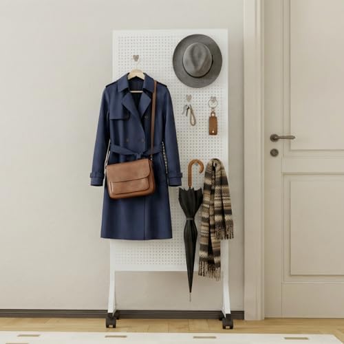 Metal Pegboard Display Stand 2 x 4.9 Feet, Adjustable Height with 40 Peg Board Hooks and Wheels, pegboard display rack, Craft Display Rack, Retail Display Rack, Garage Peg Board - Image 6