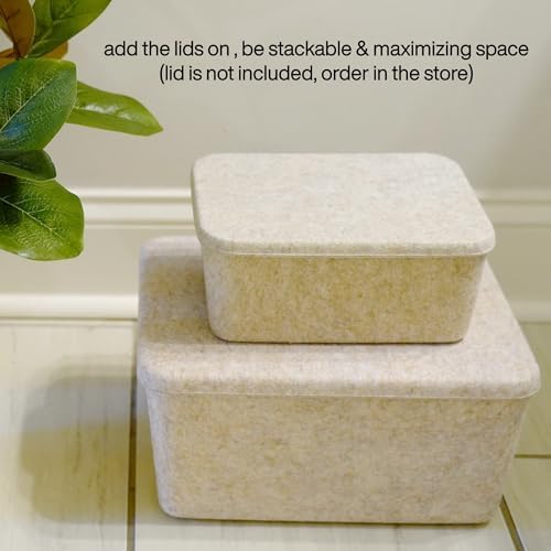 Welaxy Felt Wide Deep Drawer Organizer Caddy Natural Oatmeal Closet Storage - Image 5