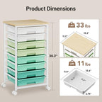 Pipishell Rolling Cart with 8 Drawers, Craft Storage Cart, Green Gradient - Image 4