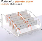 HeZone Business Card Holder for Desk Clear Acrylic Cards Stand Rack Multiple 8 slots 4 Tier, Business Card HolderDisplay for Women and Men Organize 400 Cards (8 Slots) - Image 2