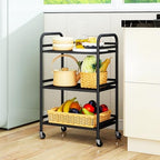 DCLRN 3 Tier Rolling Cart,Storage Organizer Cart,Multifunctional Storage Shelves,Rolling Metal Organization Cart with Handle and Lockable Wheels,for Home,Office,Kitchen,Bathroom(Black) - Image 6