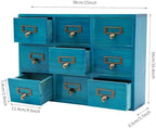 DKSLALALI Apothecary Cabinet Vintage, 9 Drawers Herb Storage Box Chinese Medicine Cabinet Index Card Catalog Desk Apothecary Shelf to Store Jewelry Medications Herbs (Blue) - Image 3