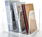 3 Vertical Compartments Clear Acrylic Magazine & File Holder – Multipurpose Desk Organizer for Documents, Tablets, Magazines, Books – Office/Home/Classroom Rack by AIMOLLYACRYLICSTORAGE