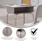 Flash Furniture Billie Student Desk - Gray Granite Open Front School Desk - Silver Metal Frame - 24"W x 18"D Adjustable Height, Durable for School or Remote Learning - Image 4