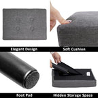 CAROLMADE Ottoman Foot Rest, Linen Small Ottoman Foot Stool with Legs Modern Footstool Ottomans for Living Room Entryway Office, Grey - Image 5