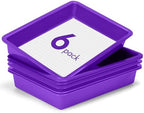 ShineMe 6 Pack Paper Trays for Classroom, Purple Plastic Book Bins with Colorful Labels, Stackable Letter Size Storage Tray, Desk Organizer Tray for Home, School and Office by ShineMe