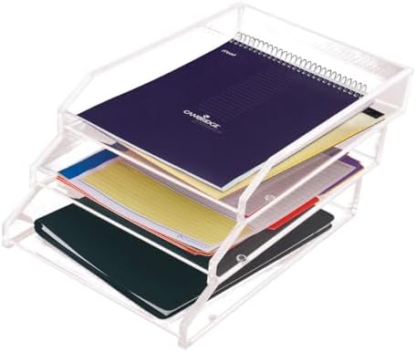 Kantek Clear Acrylic Large Letter Tray, Stackable Desk Organizer, Front Loading, 10.6" x 13.9" x 2.5", Non-Skid Feet, Office Organizer, Desk Accessory - Image 4