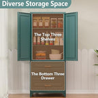 Polup 75" Metal Storage Cabinet, Kitchen Pantry Cabinet with 3 Drawers - Image 5