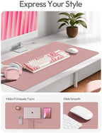YSAGi Leather Desk Protector, Office Mat, Large Mouse Mat, Non-Slip PU Leather Blotter, Laptop Desk Mat, Waterproof Writing Pad for Office and Home(Pale Mauve, 63" x 17.2") - Image 2