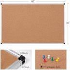 Extra Large Cork Bulletin Board 60" X 36", Silver Aluminum Framed 5'x3' Corkboard for Wall, Wall Mounted Notice Pin Board with 18 Push Pins for School, Home & Office - Image 6