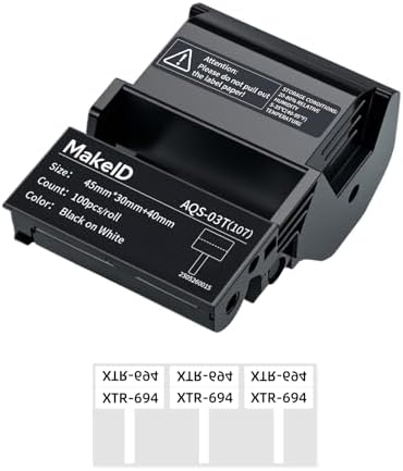 MakeID EP53 Flag Labels, T-Flag Pre-Sized Label Tape with Ribbon Cartridge for Indoor/Outdoor Wire and Cable, DataCom Labeling - for EP53 Portable Industrial Label Maker by MakeID