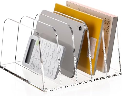 HeZone Desk File Organizer,5-Section Vertical File Folder Holder,Clear by HeZone
