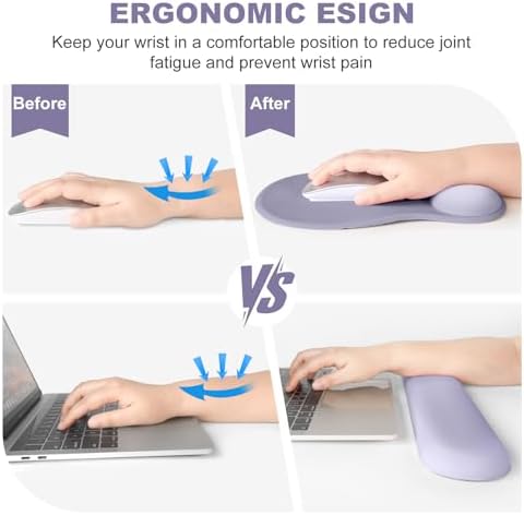 4-in-1 Large Gaming Mouse Pad, Keyboard Wrist Rest Pad & Wrist Support Mousepad Set, Extended Desk Pad Waterproof Desk Mat Protector for Home Office Decor Study Game 35.4×15.7 Inches I Noble Purple - Image 5