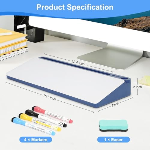 Desktop Glass Whiteboard with Storage, Desk Dry Erase White Board Blue - Image 6