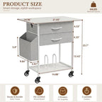 Faesun Printer Stand with Storage,3-Tier Rolling Printer Table with Drawers - Image 2