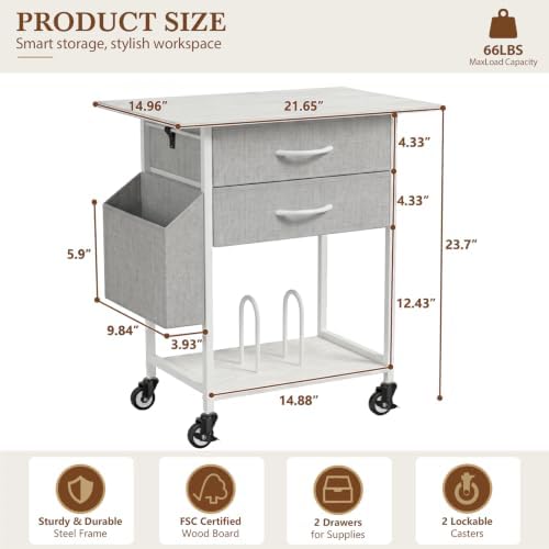 Faesun Printer Stand with Storage,3-Tier Rolling Printer Table with Drawers - Image 2