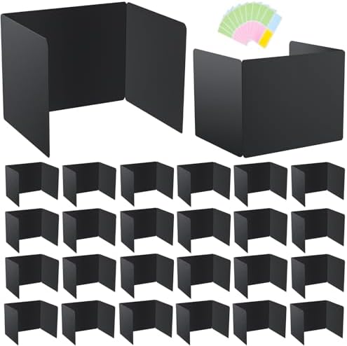24-Pack Desk Dividers for Students, Plastic Privacy Shields Folders for Student Desks, Sturdy & Durable Testing Dividers for Classroom, Easy to Clean Classroom Privacy Folders School Supplies, Black by Unknown