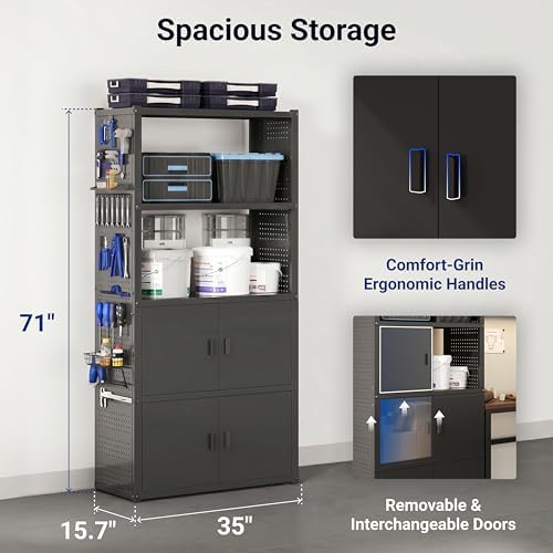 FLEXIMOUNTS 129" L Modular Garage Storage Cabinet with Workbench, Black - Image 5