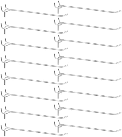 HARFINGTON 50pcs Pegboard Shelving Hooks 8" Stainless Steel Peg Board Display Hook Hanging Holders Wall Mount Organize Tools for Workbench Garage Kitchen Store, Silver by HARFINGTON