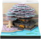 3D Memo Pad 260 Sheets Tree House Notepad with Light Kawaii Sticky Note Pad 3D Paper Carving Art Craftwork Desk Decoration Pen Holder DIY High-Grade Creative Gift,Purple by RSLIPIN