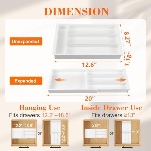 Briwooody 2 Pcs Hanging Sliding Drawer Tray with Adjustable Dividers - Image 2