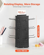 VEVOR Rotating Pegboard Display Stand, 7.4 x 7.4 x 17 in 4-Sided Spinning Peg Board Display with 24 Hooks, Thickened Cold-Rolled Steel Craft Rack Organizer for Grocery Retail Store Jewelry Shop, Black - Image 2