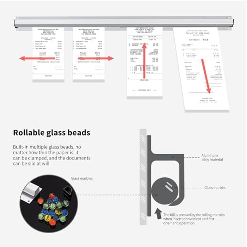 2 Pieces of 36-inch Aluminum Sliding Restaurant Order Ticket Clip Rails, with 2 Receipt Ticket Clip pins, Suitable for Restaurant, café, Kitchen, Office, bar memo Organizer - Image 6