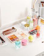 55Pcs Clear Plastic Drawer Organizers Set, 4size makeup drawer organizer trays for vanity,desk,bathroom,office,nightstand,gadgets for kitchen drawer, Versatile drawer divider storage bins - Image 5