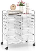 LDAILY 12 Drawer Rolling Storage Cart, Craft Cart Organizer on Wheels w/Metal Frame, Large Capacity & Smooth Drawer, Rolling Cart w/Drawers for Classroom, Office by LDAILY
