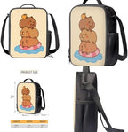 Teen's Backpack 4Pcs, Aesthetic Travel Daypack Set of 4 Include Lunch Box Pencil Case Cup Sleeve Large Capacity & Portable Daypack 4Pcs Cute Capybara - Image 4