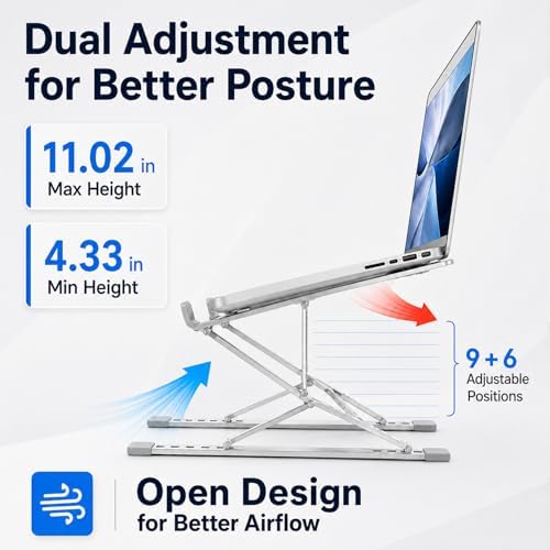 Adjustable Foldable Portable Laptop Stand for Desk Gray - Image 4