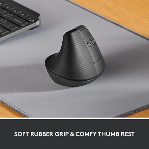 Logitech Core 910-006466 Ergo Series Lift Vertical Ergonomic Wireless Mouse Bluetooth/USB Graphite Bundle with Deco Essentials Keyboard and Mouse Gel Memory Foam Wrist Pads - Image 5