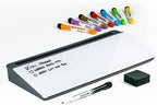 Glassboard Studio Glass Dry Erase Doodle Tray for Desktop Office Supply Storage - Marker and Eraser Included (8 Markers, Gray) by GlassboardStudio